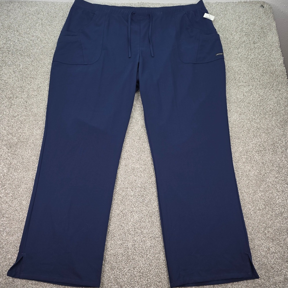 New Jockey Women Navy Blue Scrubs Pants 3X Drawstring Straight Leg